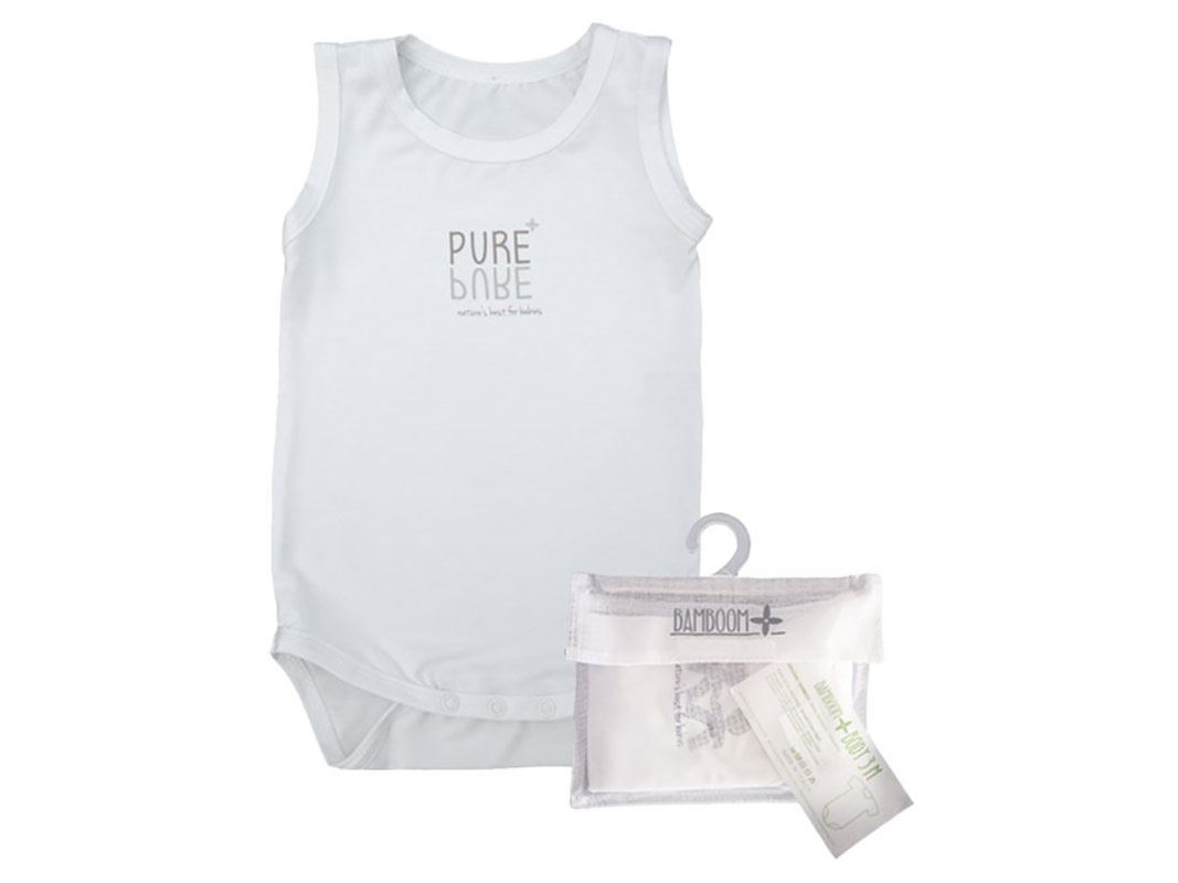 Bamboom body bianco canottiera neonato-bambino - immagine 2